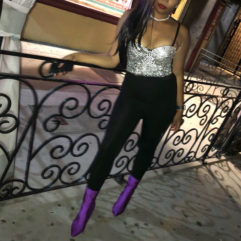 Sparkling Silver and black Top (Top Only)